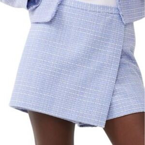 French Connection Light Blue Tweed Mini Skirt